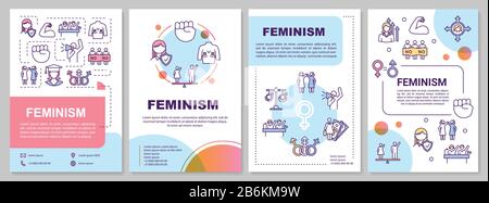 Feminism brochure template. Women rights, gender equality movement. Flyer, booklet, leaflet print, cover design with linear icons. Vector layouts for Stock Vector