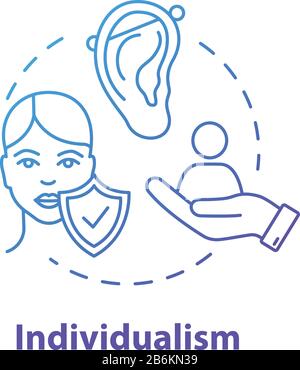 Individualism blue concept icon. Self-affirmation. Freedom of action. Individualist feminism idea thin line illustration. Vector isolated outline RGB Stock Vector