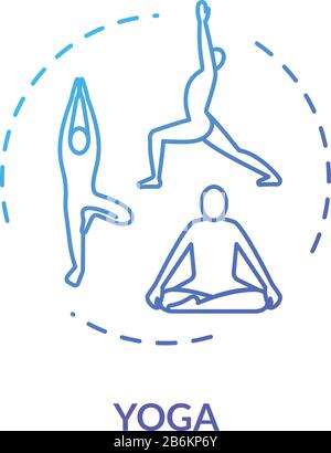 Yoga concept icon. Healthy lifestyle, relaxing workout, complementary medicine idea thin line illustration. Active exercises and meditation therapy Stock Vector