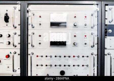 A computer unit for measuring various physical quantities, a science concept and a control center for experiments and plants Stock Photo