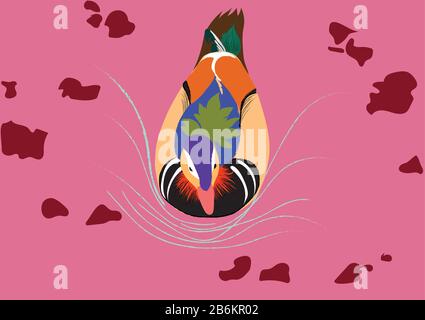 editable vector illustration isolated on background. realistic plumage, pop colours Stock Vector