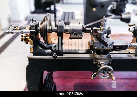 industrial metal milling machines in a old factory Stock Photo