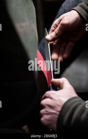 Knive sharpener in Solingen , Germany Stock Photo