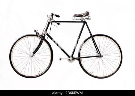 Retrovintage bicycle on a white background Stock Photo