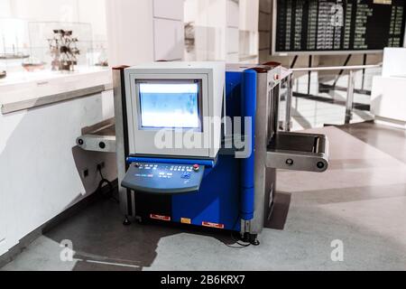 Airport security check scan machine with metal detector X ray Stock Photo