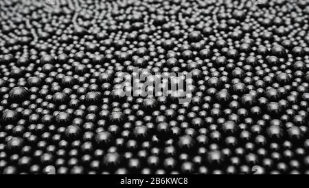 background texture of black reflected balls - molecules of oil Stock Photo