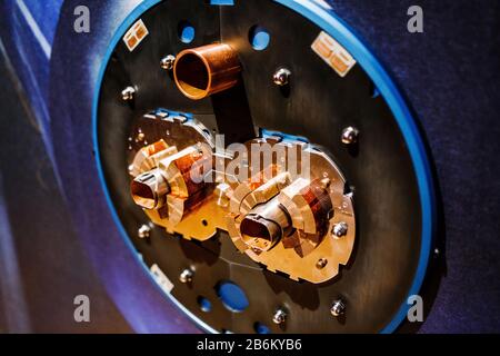 Thick industrial electrical or fiber optic cable in the section, the concept of science and energy Stock Photo