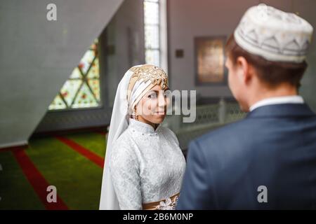 Muslim nikah Wedding of a couple in the mosque Stock Photo