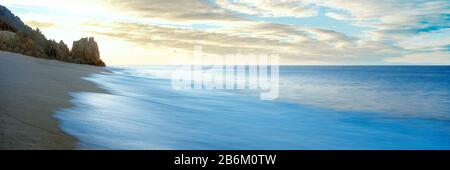 Sunrise over Pacific ocean, Lands End, Cabo San Lucas, Baja California Sur, Mexico Stock Photo