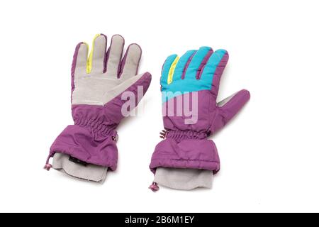 ski gloves isolated on white background Stock Photo