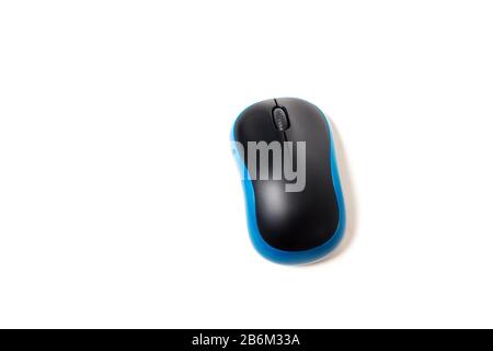 Blue modern wireless mouse isolated Stock Photo