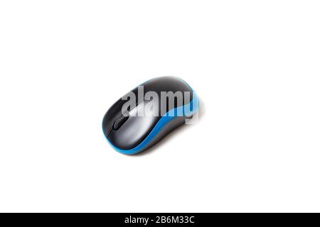 Blue modern wireless mouse isolated Stock Photo