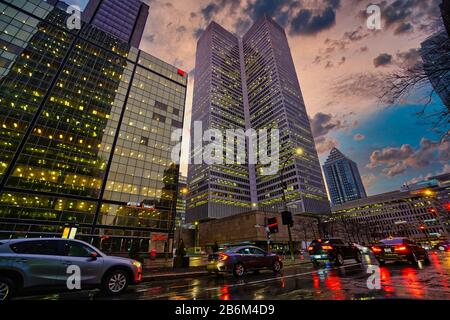 Montreal,Quebec,Canada,March 10, 2020.Downtown after a rain storm in Montreal,Quebec,Canada.Credit:Mario Beauregard/Alamy News Stock Photo