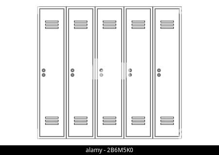 Lockers. Outline drawing Stock Vector