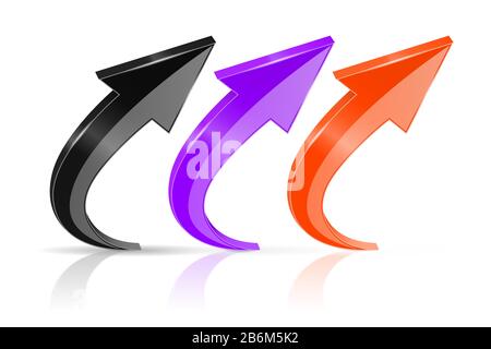 UP arrows set. Shiny 3d colored icons Stock Vector