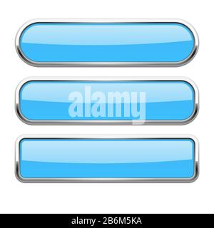 Blue glass buttons with metal frame Stock Vector