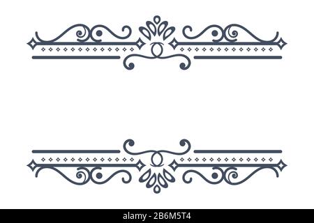 Text floral decorations. Symmetric typographic elements isolated on white background Stock Vector
