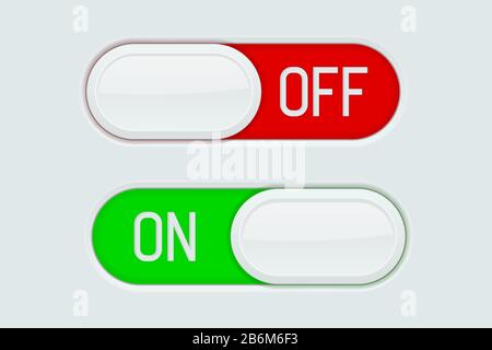 Toggle switch buttons. On and off 3d icons Stock Vector