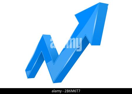 Financial indication arrow. Up blue shiny 3d graph Stock Vector