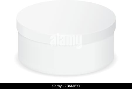 White box. Round closed package Stock Vector