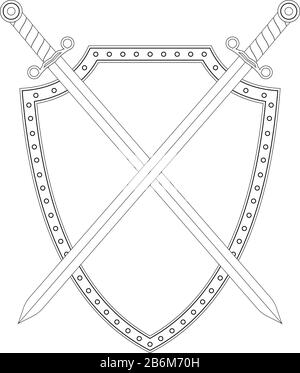 Crossed Swords Icon in Black Line Art. 25085630 Vector Art at Vecteezy