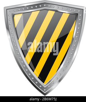 Metal Shield. Emblem under construction Stock Vector
