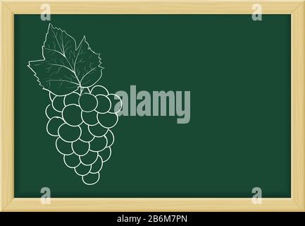 Grapes icon on Green chalkboard Stock Vector