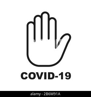 Stop hand of coronavirus sign. No covid-19 sign isolated. Vector icon. Coronavirus Control. Fighting coronavirus. Stock Vector