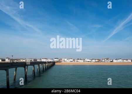 View of the seafront from the pier built in the 1950s at Deal, Kent, UK Stock Photo