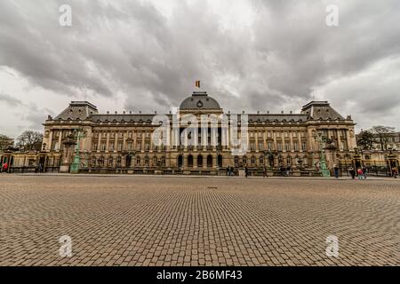 The Royal Palace of Brussels, used as the offices of the King and Queen of Belgium. Brussels, Belgium. March 2019. Stock Photo