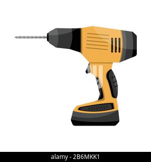 Cartoon black&yellow drill . Vector illustration Stock Vector