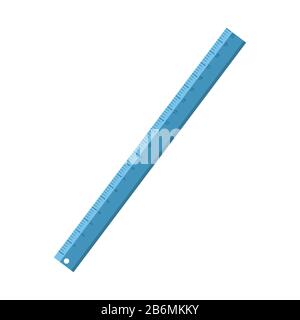 Cartoon blue stationery ruler . Vector illustration Stock Vector