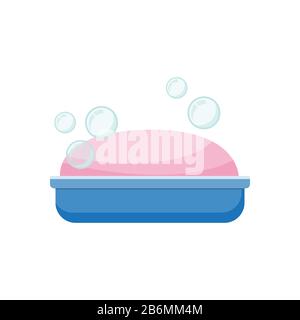 Pink soap with bubbles . Vector illustration Stock Vector