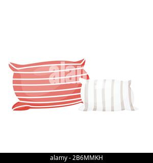 Cartoon pair of decorative cushions . Vector illustration Stock Vector