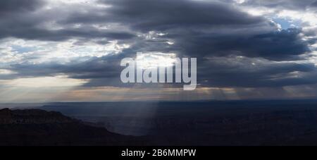 View of sunlight through clouds, Grand Canyon, Arizona, USA Stock Photo