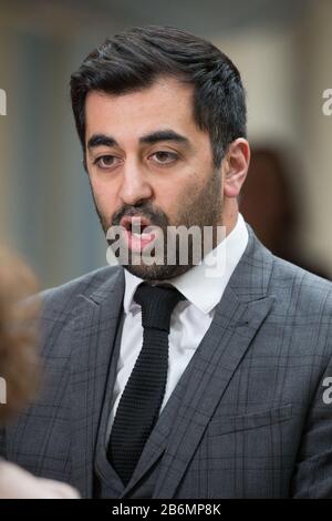 Edinburgh, UK. 11th Mar, 2020. Pictured: Humza Yousaf MSP - Cabinet Minister for Justice, Scottish National Party (SNP). Scenes from inside the Scottish Parliament. Credit: Colin Fisher/Alamy Live News Stock Photo