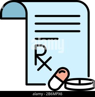 Medical prescription icon. Medicine doctor health care. Flat style illustration. Isolated on white background. Stock Vector