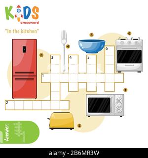 Easy Crossword Puzzle In The Kitchen For Children In Elementary And Middle School Fun Way To Practice Language Comprehension And Expand Vocabulary Stock Vector Image Art Alamy