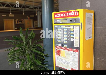 DECEMBER 2017, PRAGUE, CZECH REPUBLIC: Ticket sale machine for public transport Stock Photo