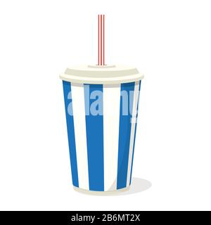 Soda paper cup drink with straw Stock Vector