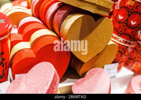 Gift boxes in souvenir shop for sale Stock Photo