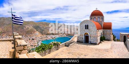 Traditional monastery in Kalymnos island,Greece Stock Photo