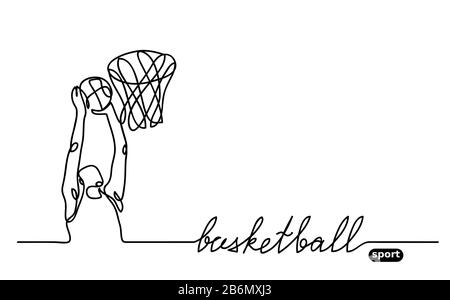 Basketball player banner, minimalist vector doodle Stock Vector