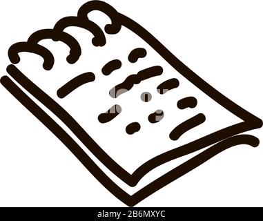 Paper sheets opened notebook, notes, writing twext book, Stock Vector