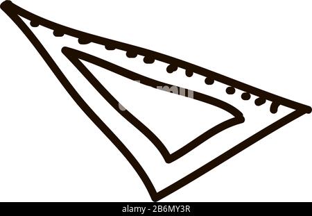 Triangular ruler icon. Straightedge sign. Geometric symbol. Linear outline icon. Vector Stock Vector