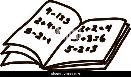 a blank school exercise notebook book jotter cartoon ink pen Icon sketch style Vector illustration Stock Vector