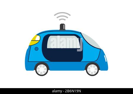 autonomous car,self driving auto,isolated on white background,flat vector illustration Stock Vector