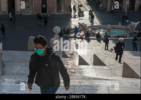 Rome since coronavirus. Restrictive decree of the Government extended the 'protected zone' to the entire national territory. Stock Photo