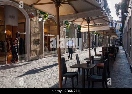 Rome since coronavirus. Restrictive decree of the Government extended the 'protected zone' to the entire national territory. Stock Photo