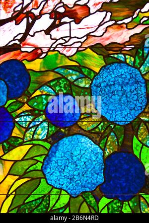 Close up of old stained glass window at church in Lynmouth Stock Photo ...